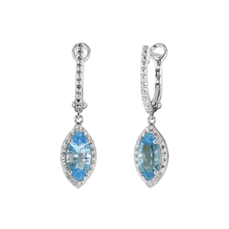 Jewelry Josephs Jewelers Home | 14K White Gold Topaz And Diamond Dangle Earrings - Josephs Jewelers Blue