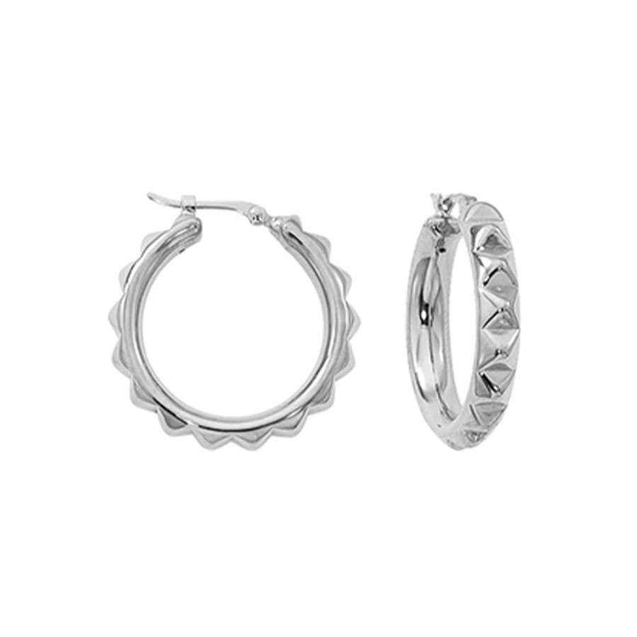 Jewelry Josephs Jewelers Home | Sterling Silver Pyramid Design Hoop Earrings - Josephs Jewelers