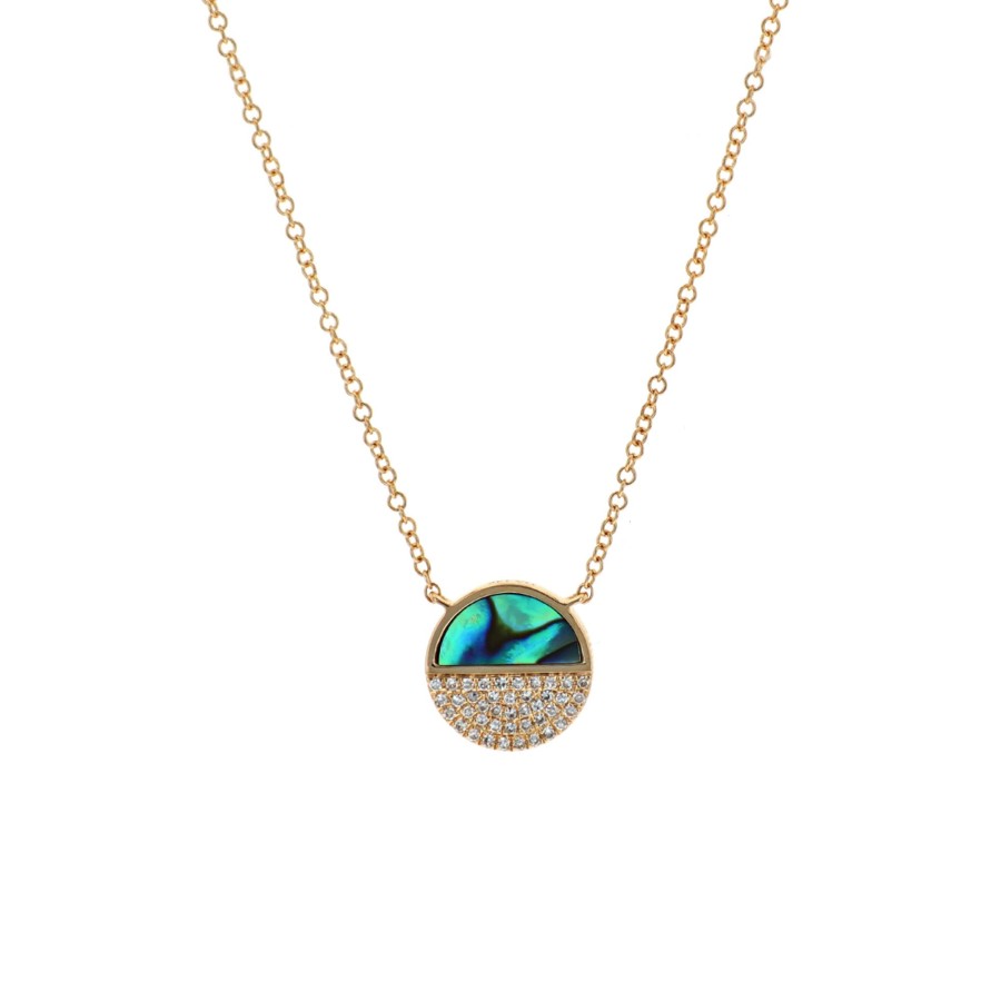 Jewelry Josephs Jewelers Home | 14K Yellow Gold Abalone And Diamond Necklace Multi