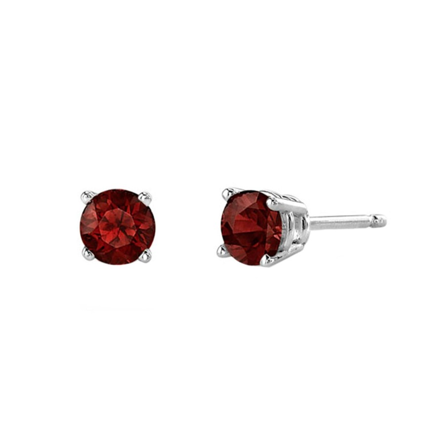 Jewelry Josephs Jewelers Home | 14K White Gold Garnet Stud Earrings Red