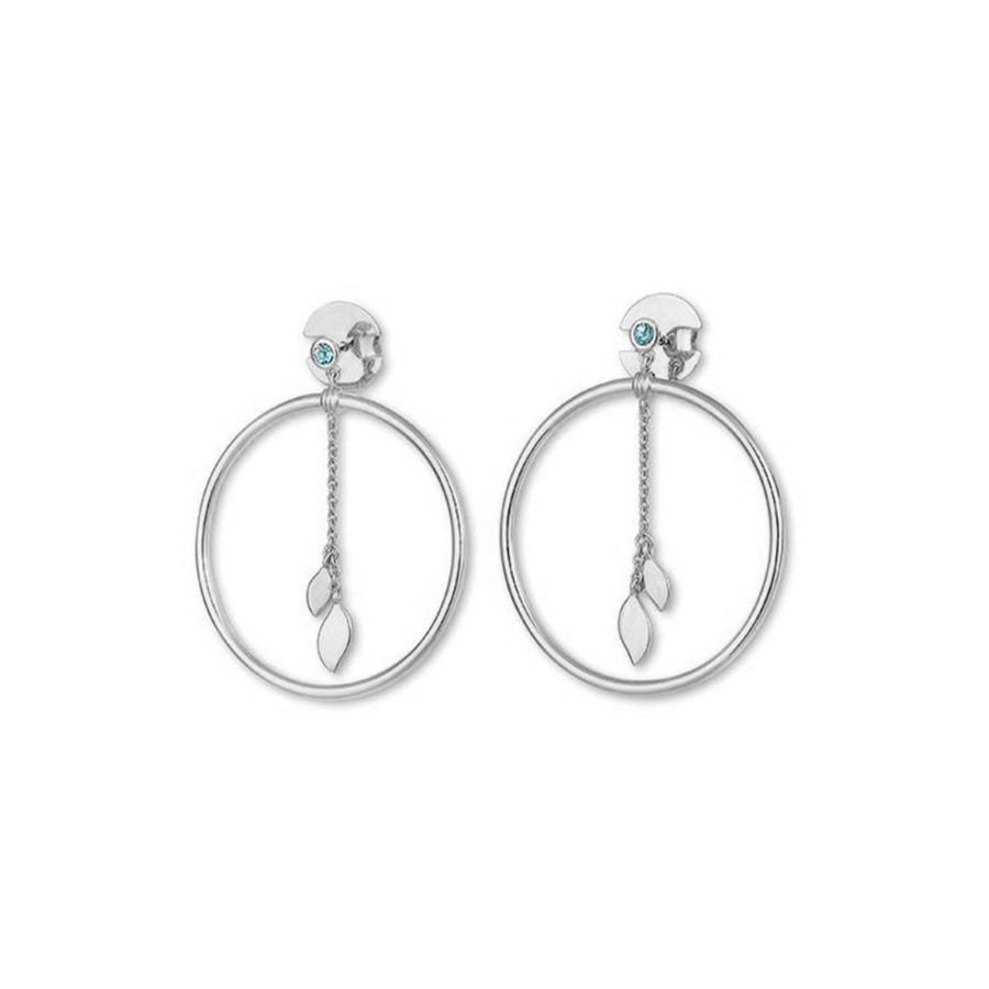 Jewelry Josephs Jewelers Home | Sterling Silver Leaf Dangle Circle Earrings With Topaz - Josephs Jewelers Blue