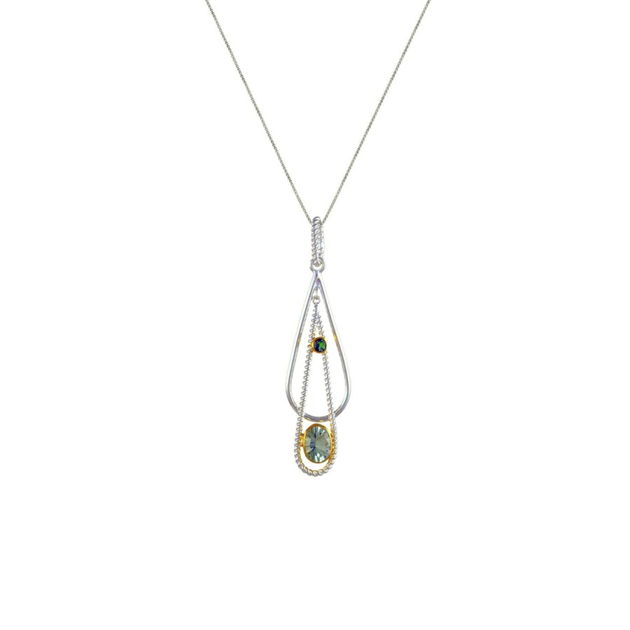 Jewelry Josephs Jewelers Home | Two-Tone Topaz And Amethyst Pendant With Chain Green