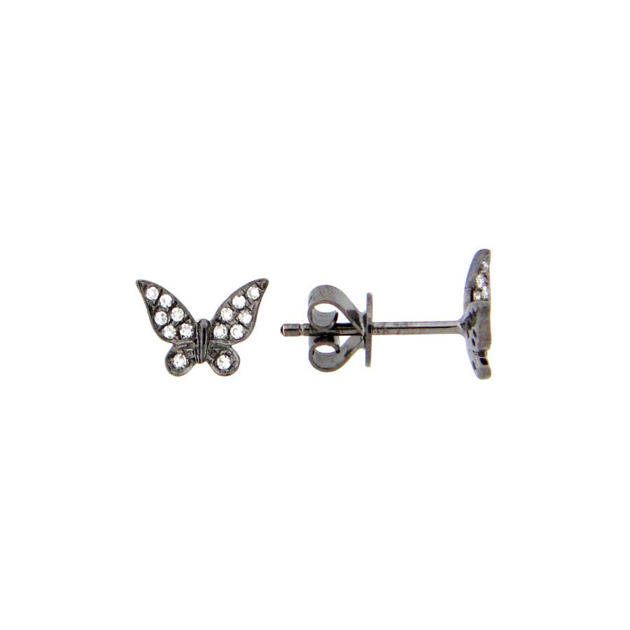 Jewelry Josephs Jewelers Home | 14K White Gold Black Finish Diamond Butterfly Earrings - Josephs Jewelers