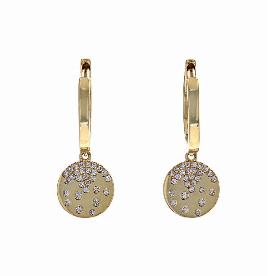 Jewelry Josephs Jewelers Home | 14K Yellow Gold Diamond Disc Earrings White