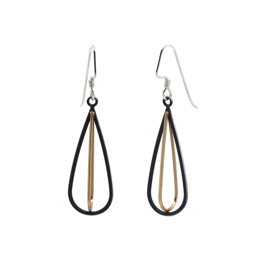 Jewelry Josephs Jewelers Home | Sterling Silver Two-Tone Open Teardrop Earrings