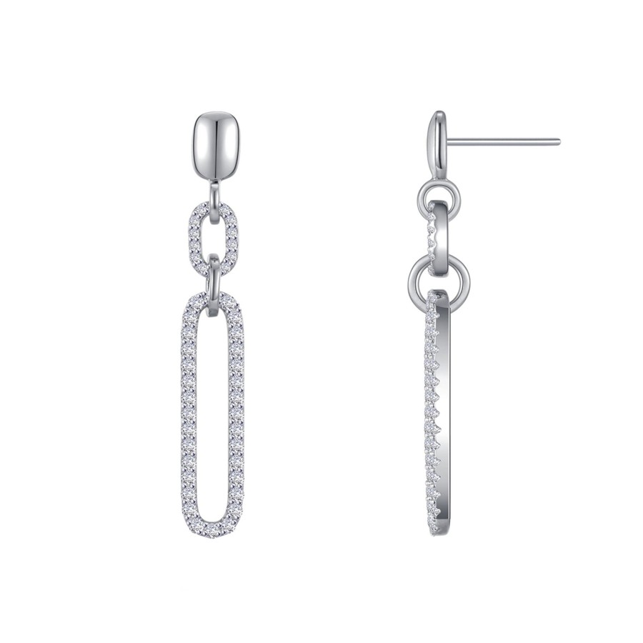 Jewelry Josephs Jewelers Home | Sterling Silver Cubic Zirconia Paperclip Earrings White