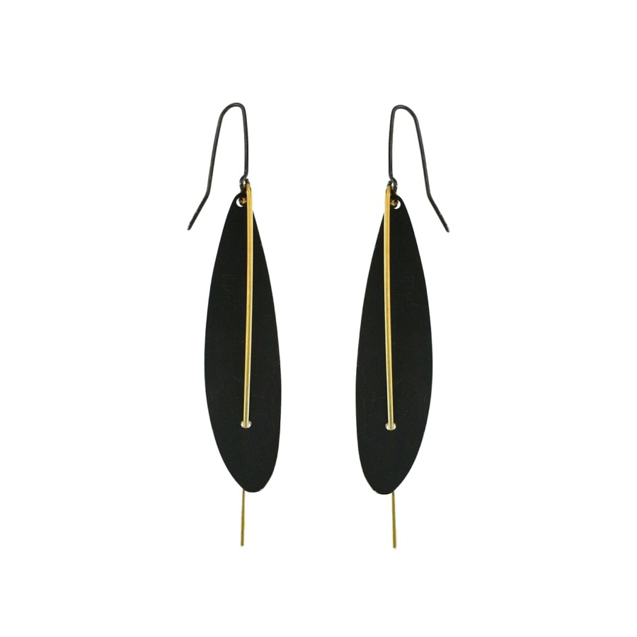 Jewelry Josephs Jewelers Home | Two-Tone Sterling Silver Petal Wire Earrings - Josephs Jewelers Black