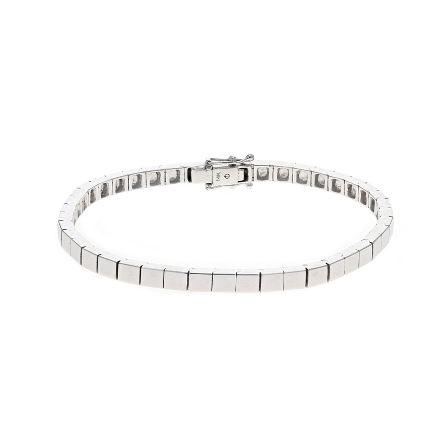 Jewelry Josephs Jewelers Home | 14K White Gold Plain Square Link Bracelet