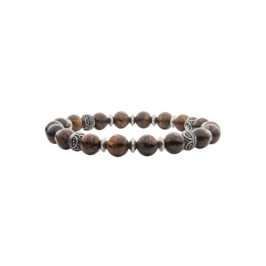 Jewelry Josephs Jewelers Home | Stainless Steel Bronze Stone Beaded Bracelet Brown