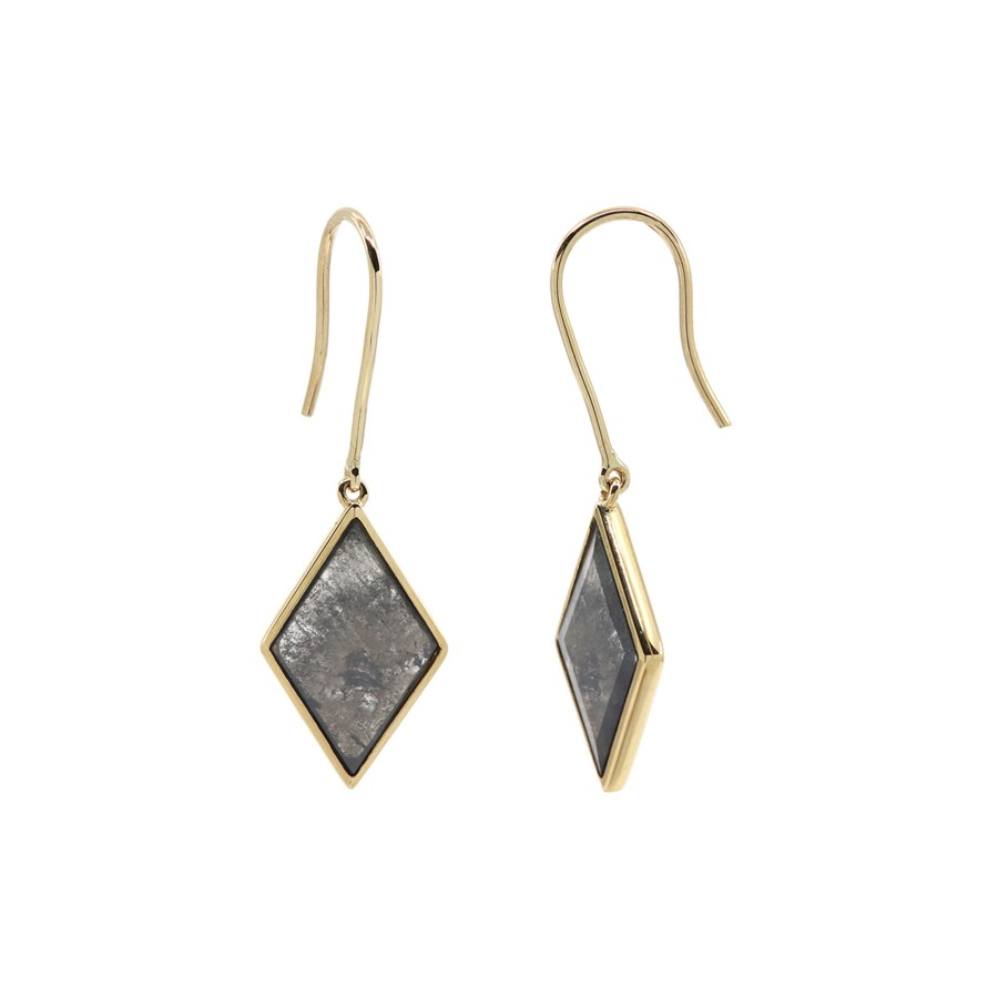 Jewelry Josephs Jewelers Home | 18K Yellow Gold Kite Silvermist Diamond Earrings Gray