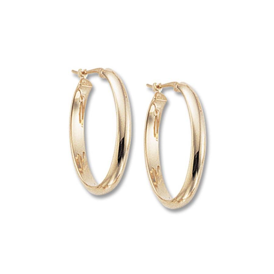 Jewelry Josephs Jewelers Home | 14K Yellow Gold Oval Half Round Hoop Earrings