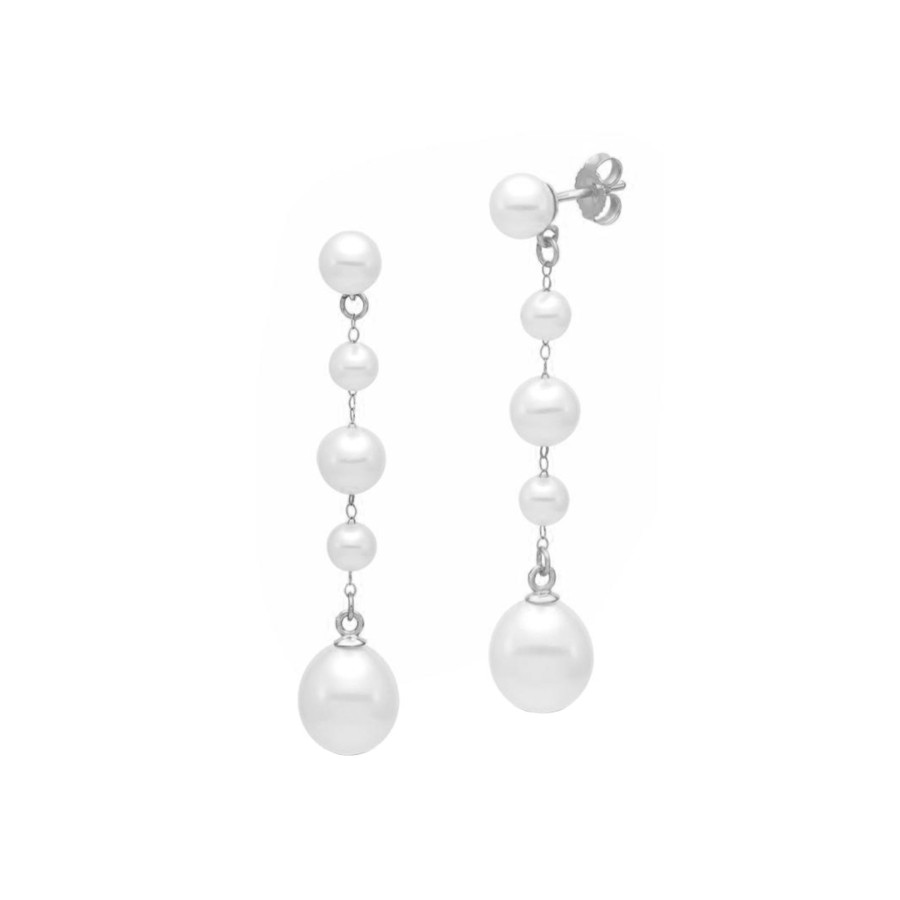 Jewelry Josephs Jewelers Home | 14K Gold Freshwater Pearl Dangle Earrings - Josephs Jewelers White