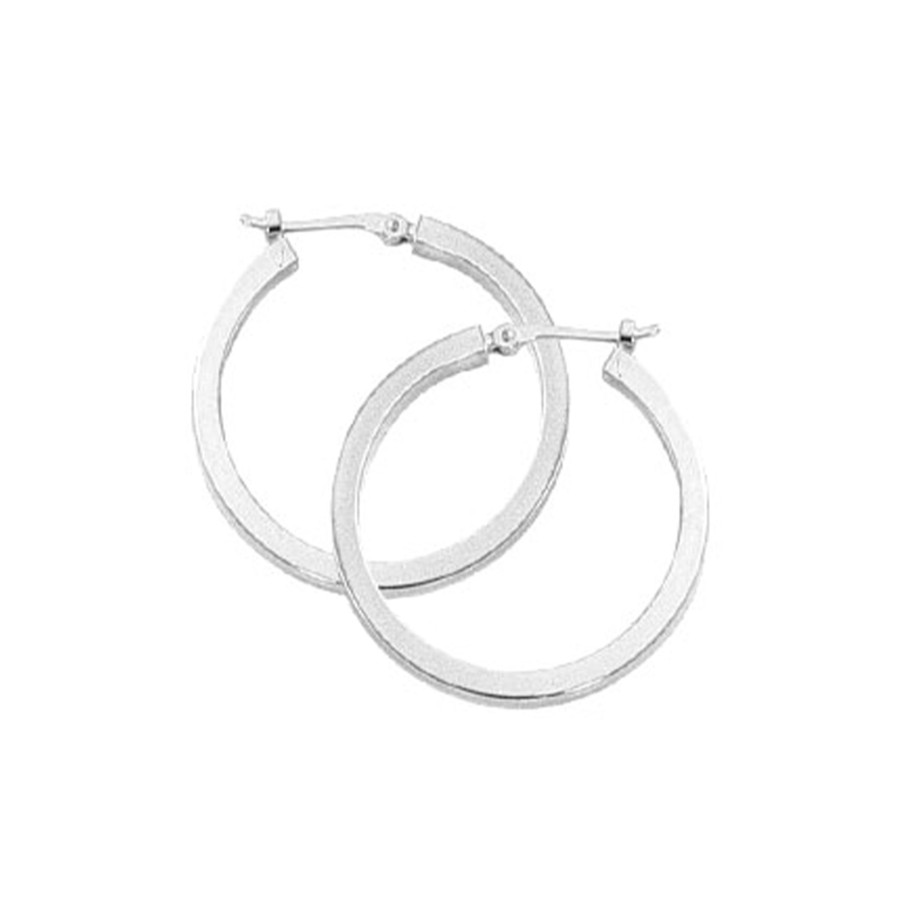 Jewelry Josephs Jewelers Home | 14K White Gold Square Tube Hoop Earrings