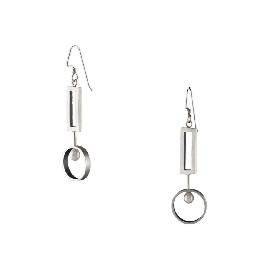 Jewelry Josephs Jewelers Home | Sterling Silver Round Dangle Earrings With Pearls White