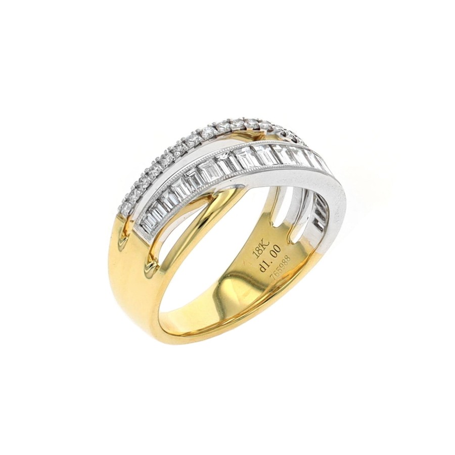 Jewelry Josephs Jewelers Home | 18K Two-Tone Diamond Fashion Crossover Band - Josephs Jewelers