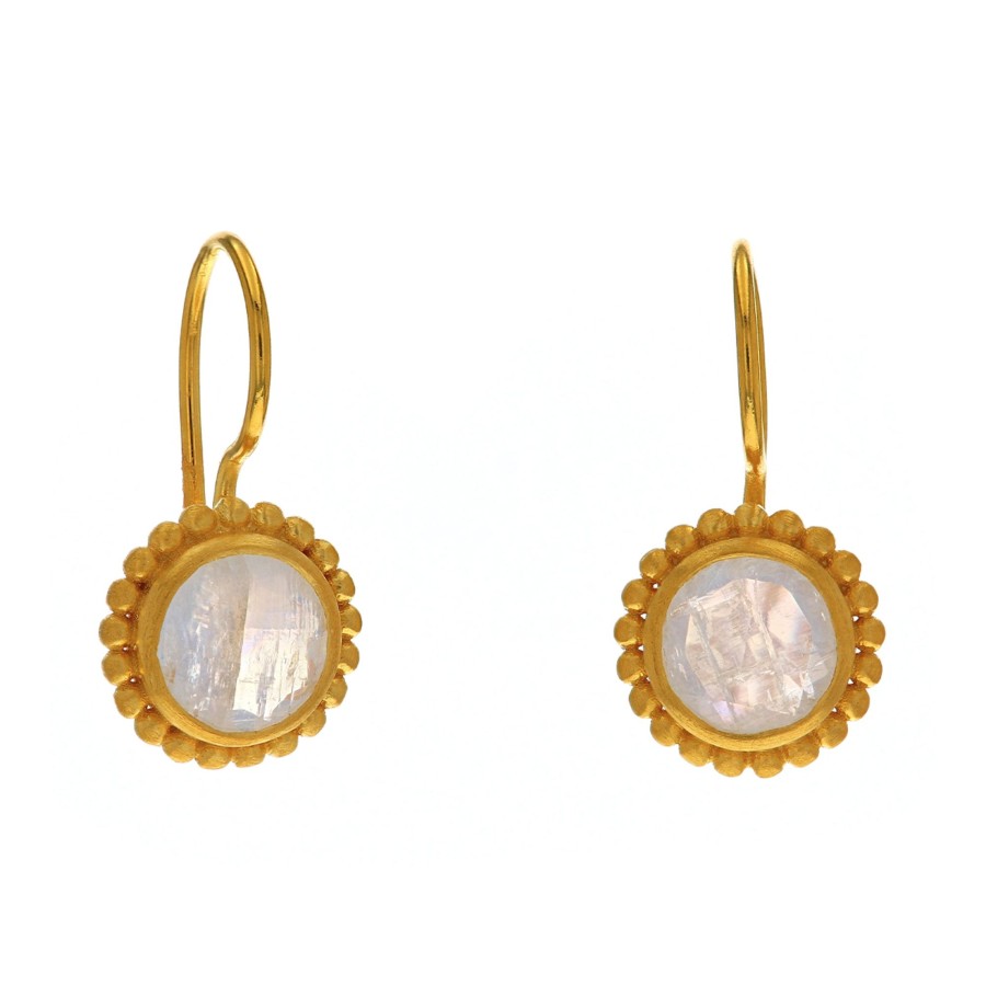 Jewelry Josephs Jewelers Home | 24K Vermeil Moonstone Earrings White