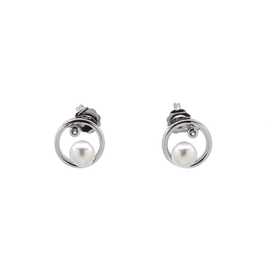 Jewelry Josephs Jewelers Home | Sterling Silver Freshwater Pearl And Sapphire Earrings White