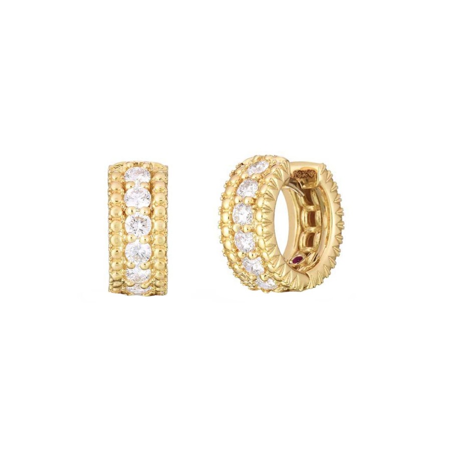 Jewelry Josephs Jewelers Home | 18K Yellow Gold Siena Diamond Hoop Earrings White