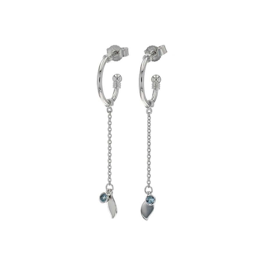 Jewelry Josephs Jewelers Home | Sterling Silver Hoop Earrings With Topaz Dangles - Josephs Jewelers Blue