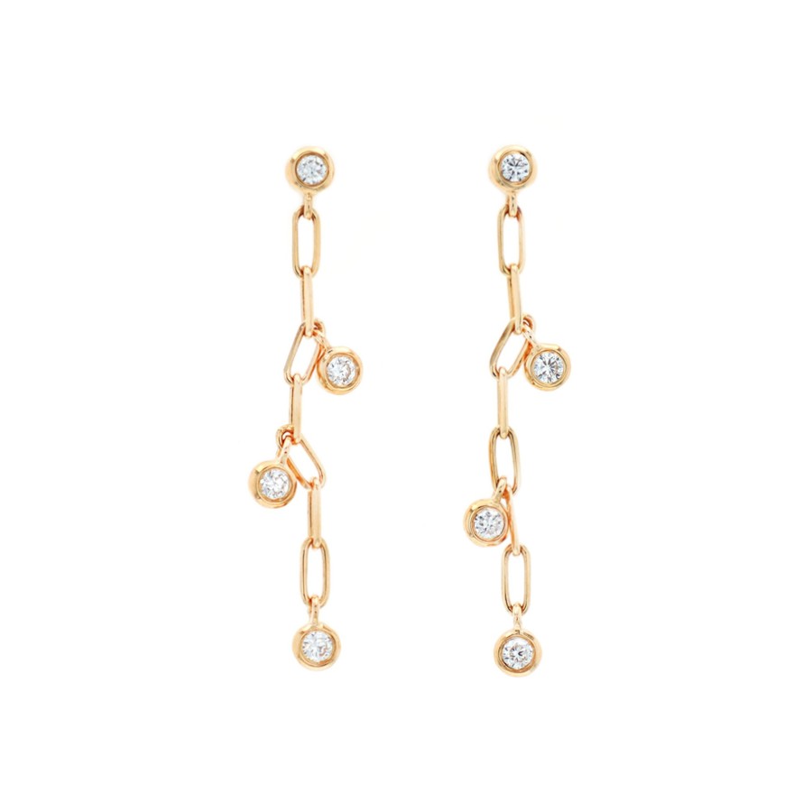 Jewelry Josephs Jewelers Home | 14K Yellow Gold Diamond Dangle Earrings White