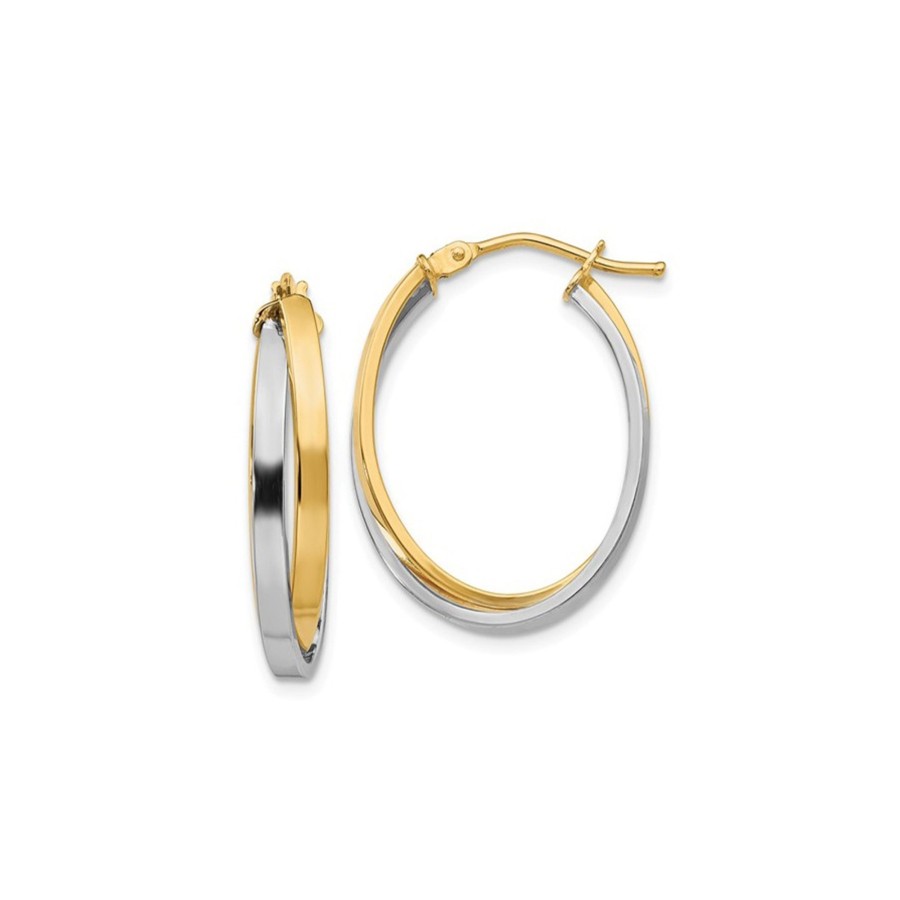 Jewelry Josephs Jewelers Home | 14K Two-Tone Oval Hoop Earrings