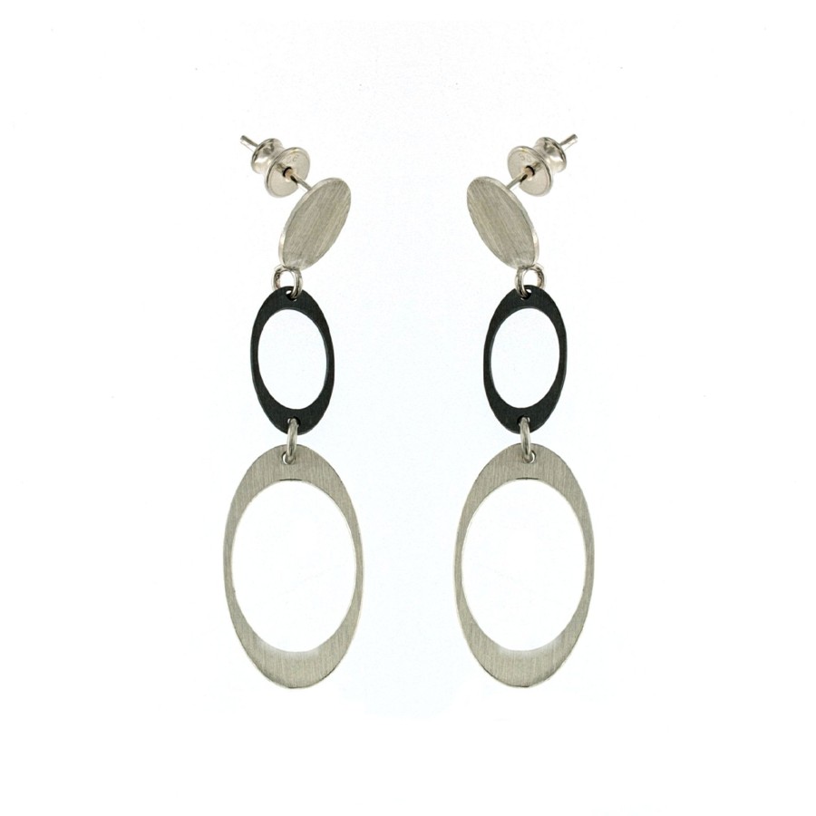 Jewelry Josephs Jewelers Home | Oxidized Sterling Silver Oval Link Dangle Earrings