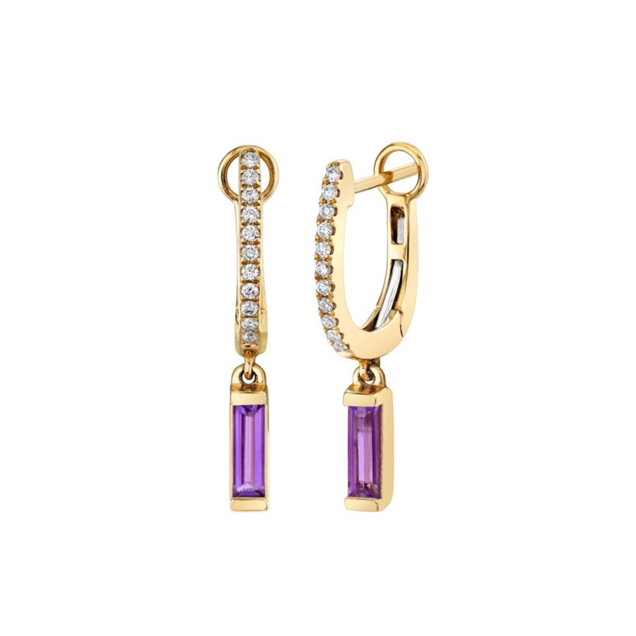 Jewelry Josephs Jewelers Home | 14K Yellow Gold Amethyst And Diamond Dangle Earrings - Josephs Jewelers Purple