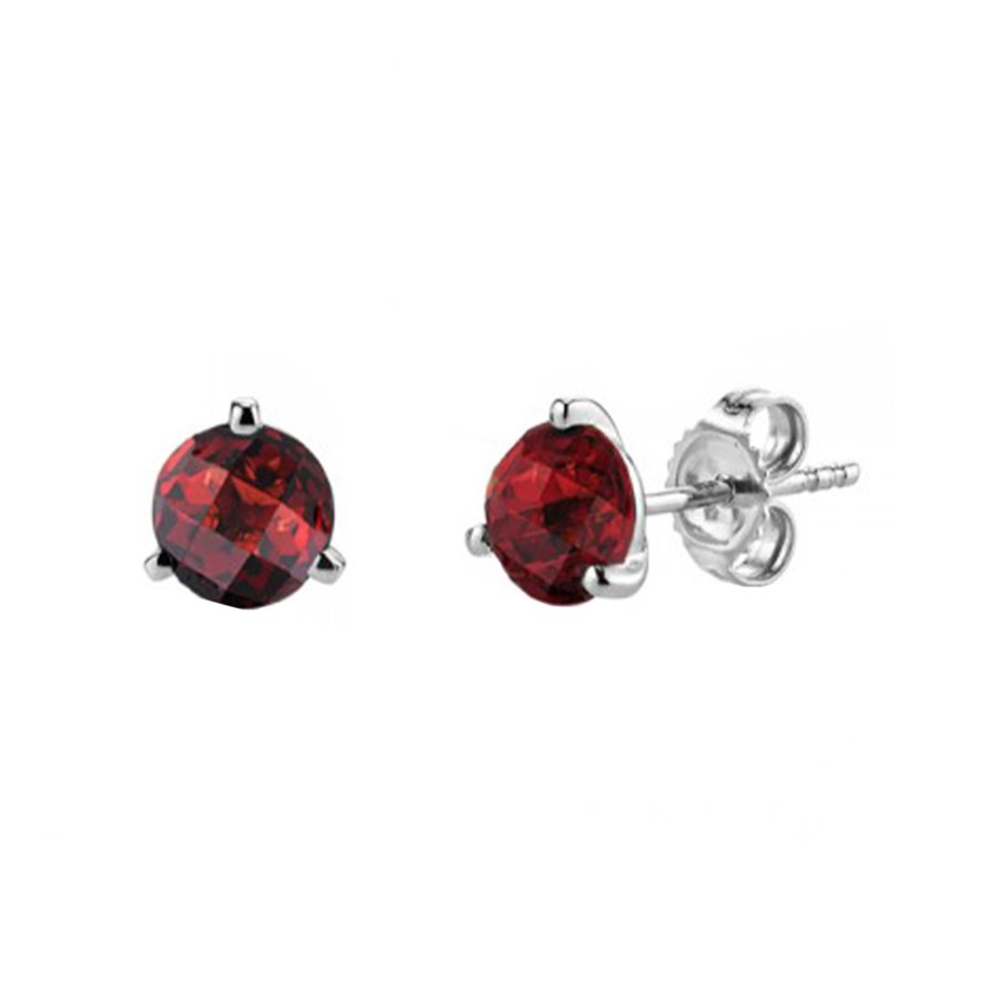 Jewelry Josephs Jewelers Home | 14K White Gold Garnet Earrings Red