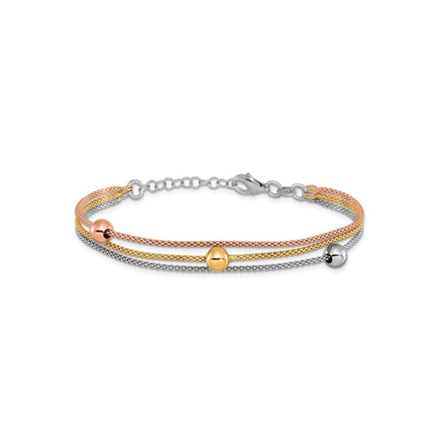 Jewelry Josephs Jewelers Home | Tri-Tone Bead Station Bracelet