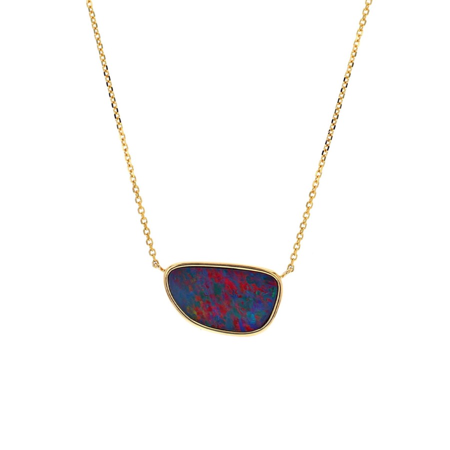 Jewelry Josephs Jewelers Home | 14K Yellow Gold Opal Doublet Necklace - Josephs Jewelers Multi