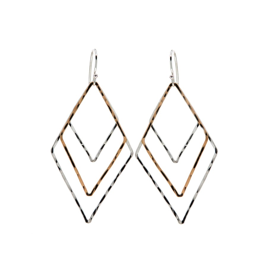 Jewelry Josephs Jewelers Home | Two-Tone 3-Open Marquise Dangle Earrings