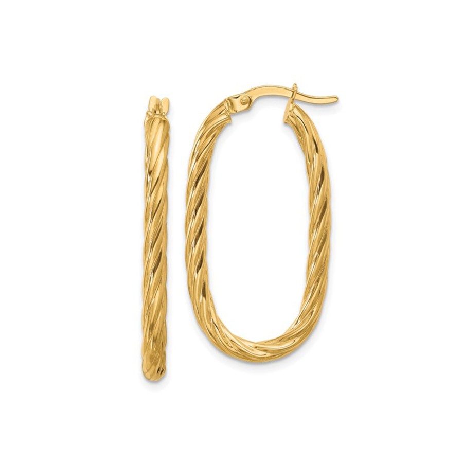 Jewelry Josephs Jewelers Home | 14K Yellow Gold Twisted Oval Hoop Earrings - Josephs Jewelers