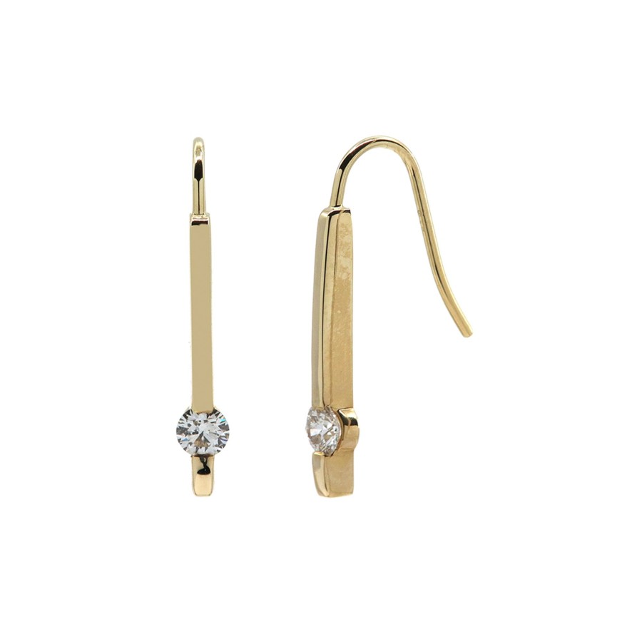 Jewelry Josephs Jewelers Home | 14K Yellow Gold Vertical Bar Diamond Earrings White