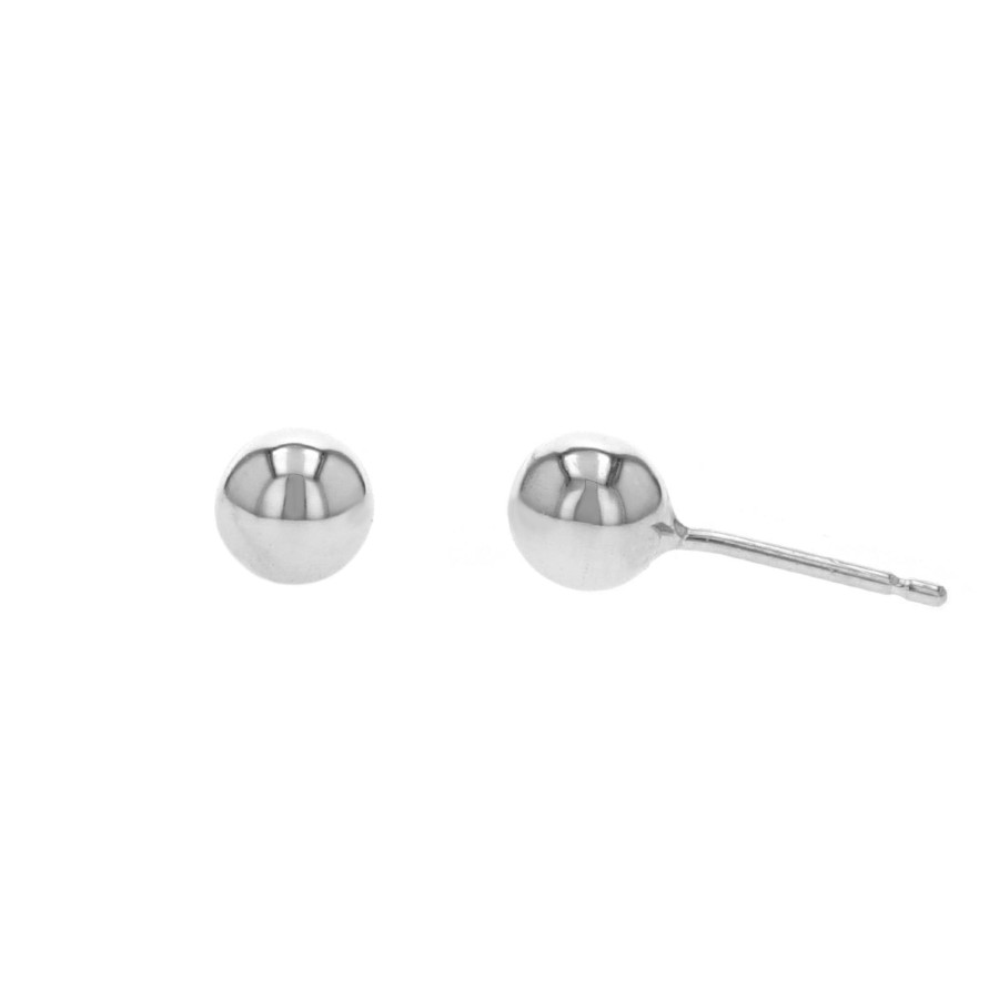 Jewelry Josephs Jewelers Home | 14K White Gold 5 Mm Bead Earrings