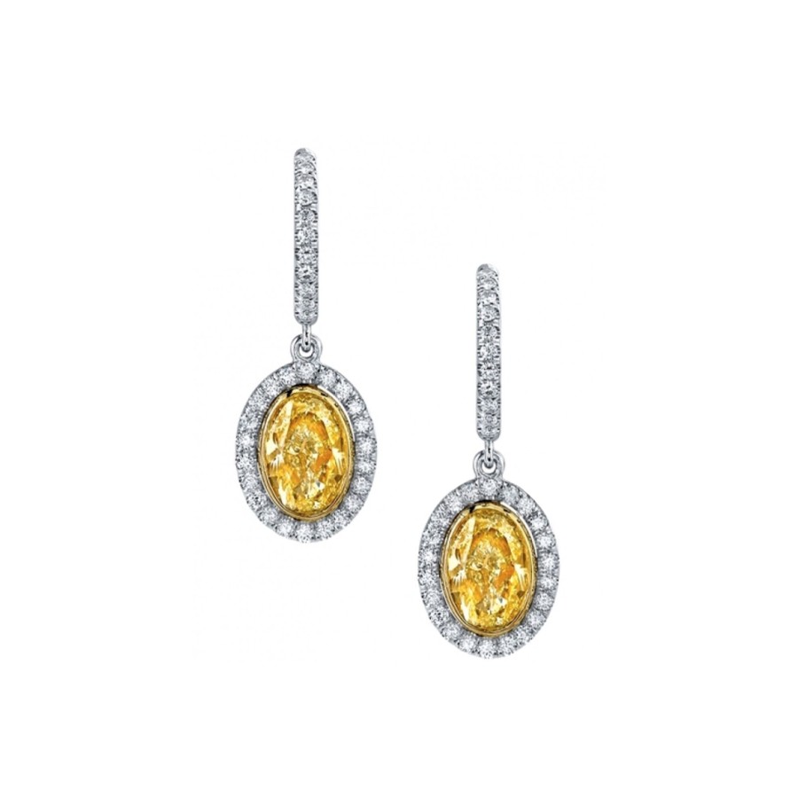 Jewelry Josephs Jewelers Home | 18K Two-Tone 2.15 Carat Oval Diamond Earrings - Josephs Jewelers Yellow