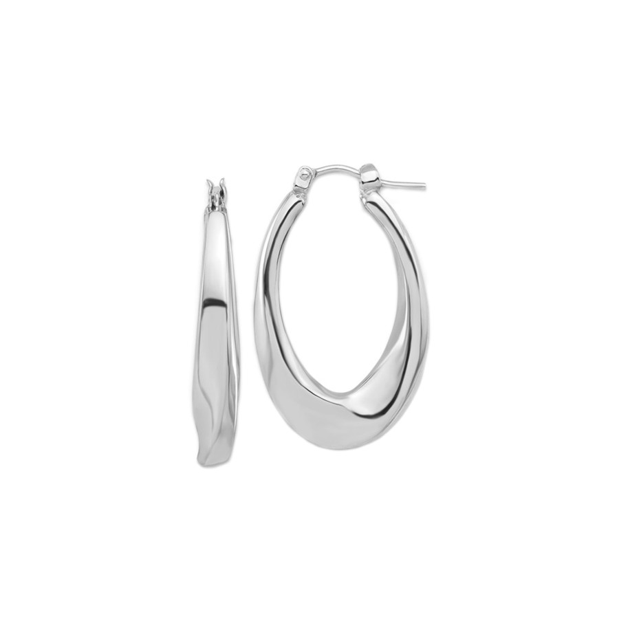 Jewelry Josephs Jewelers Home | 14K White Gold Oval Hoop Earrings