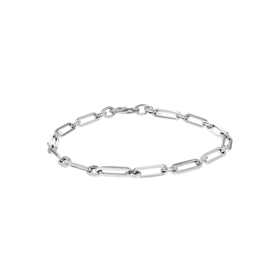 Jewelry Josephs Jewelers Home | 14K White Gold Flat Oval Link Bracelet