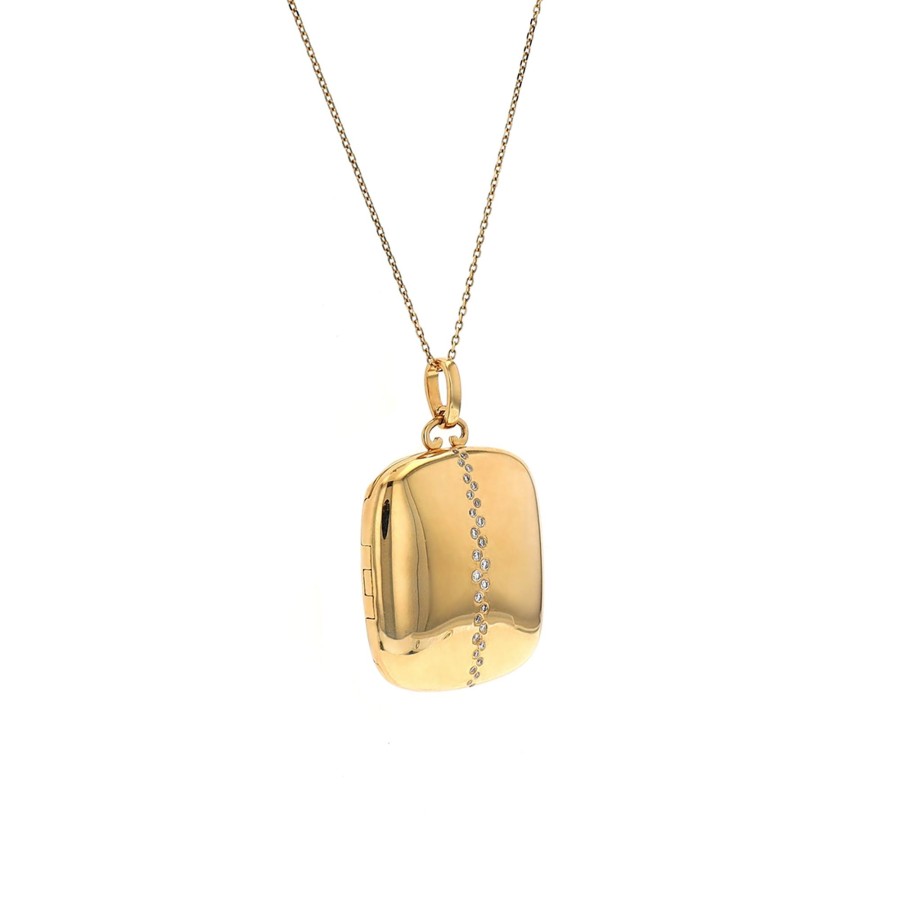 Jewelry Josephs Jewelers Home | 14K Yellow Gold Square Locket With Diamonds - Josephs Jewelers White