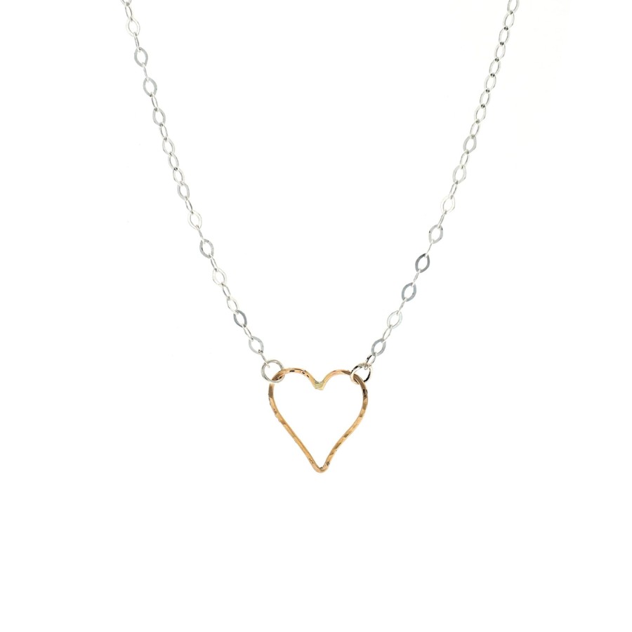 Jewelry Josephs Jewelers Home | Sterling Silver Two-Tone Heart Necklace