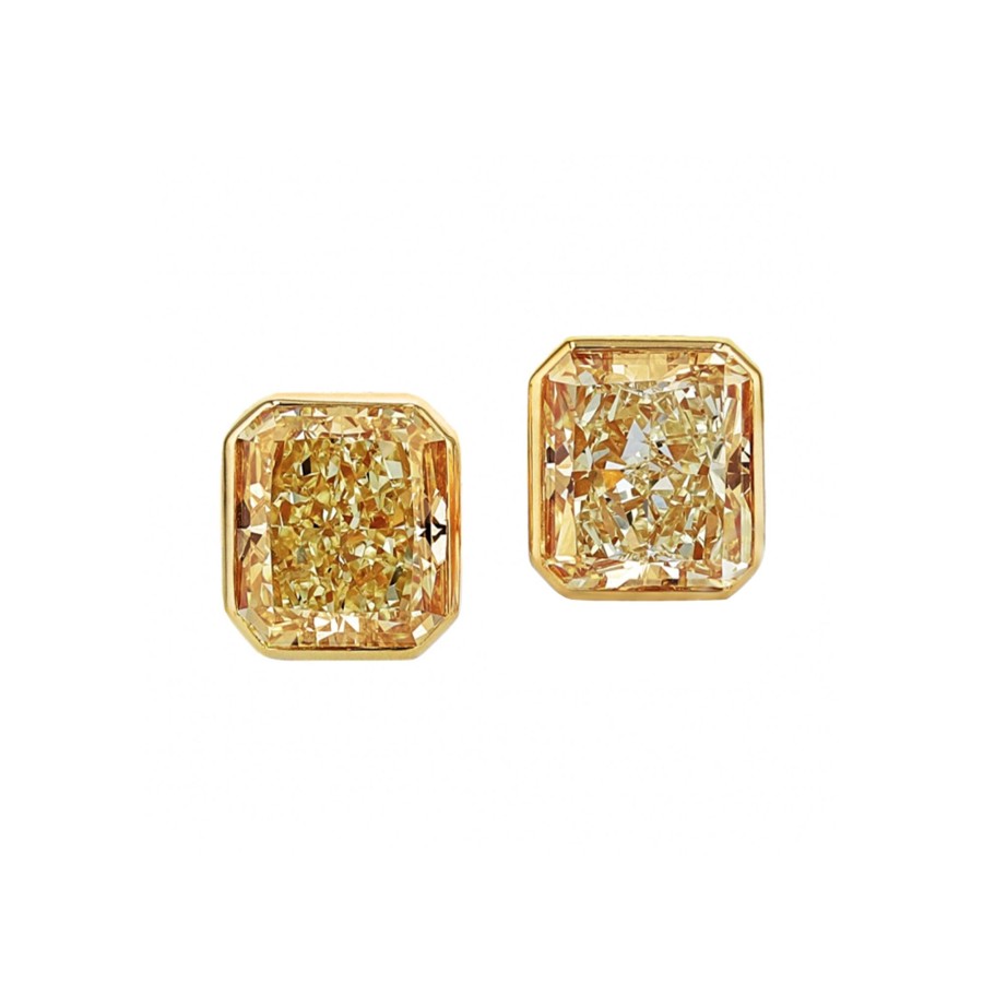 Jewelry Josephs Jewelers Home | 18K Gold 6.91 Carat Radiant Diamond Earrings - Josephs Jewelers Yellow