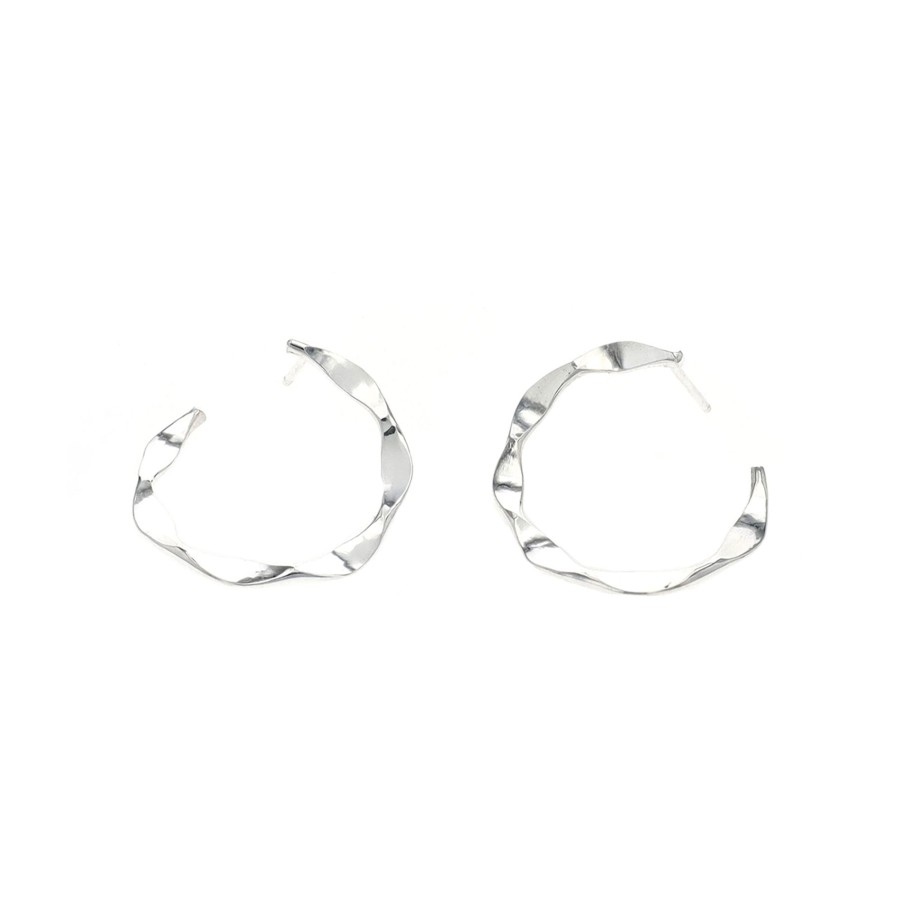 Jewelry Josephs Jewelers Home | Sterling Silver Wavy C-Hoop Earrings - Josephs Jewelers