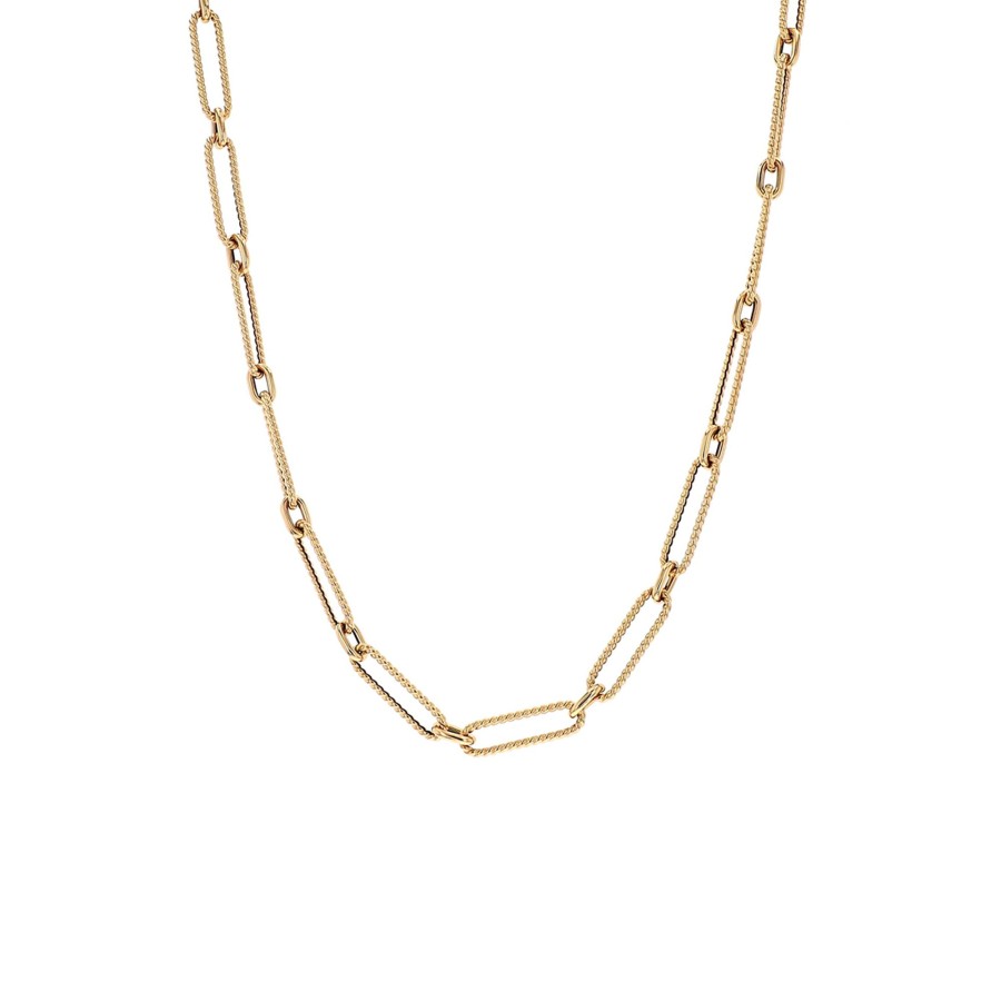 Jewelry Josephs Jewelers Home | 14K Yellow Gold Textured Paperclip Link Necklace - Josephs Jewelers