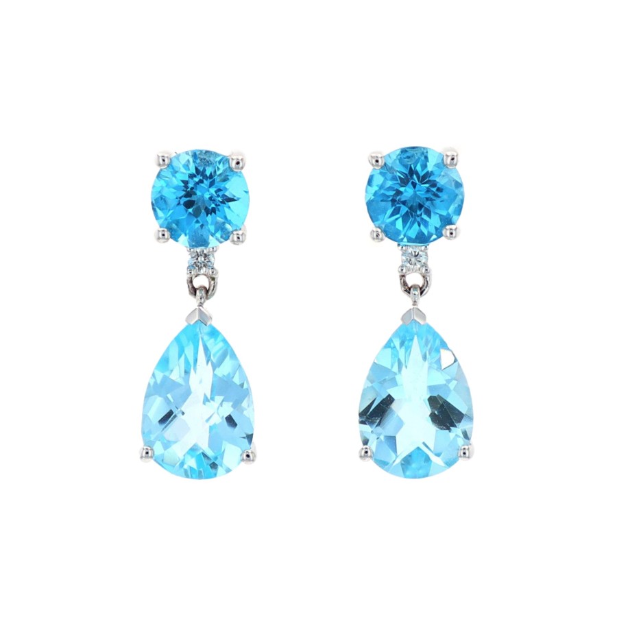 Jewelry Josephs Jewelers Home | 14K White Gold Sky And Swiss Topaz Earrings Blue