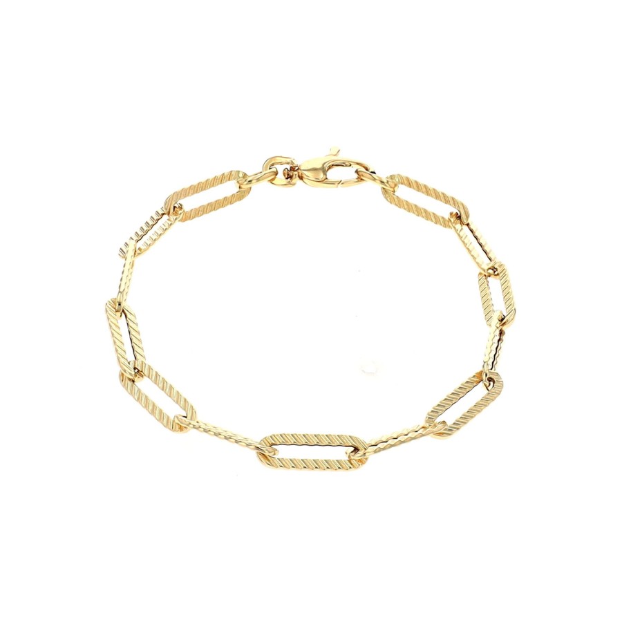 Jewelry Josephs Jewelers Home | 14K Yellow Gold Textured Paperclip Link Bracelet - Josephs Jewelers