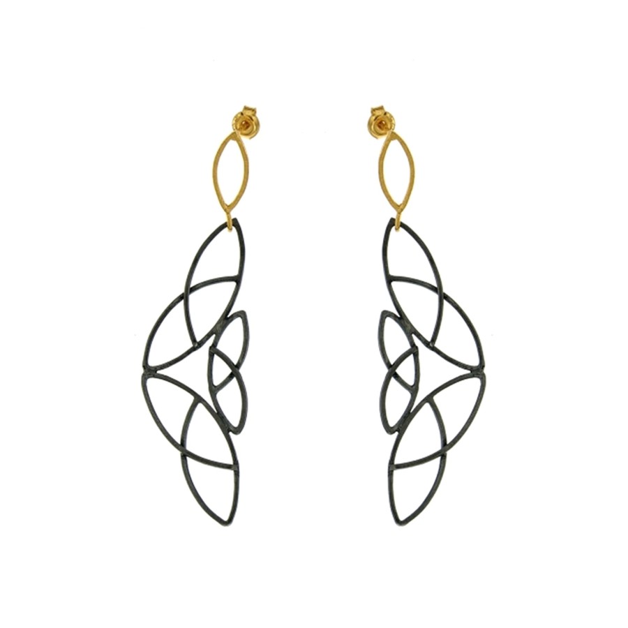 Jewelry Josephs Jewelers Home | Oxidized Sterling Silver And Yellow Gold Plated Lace Drop Earrings