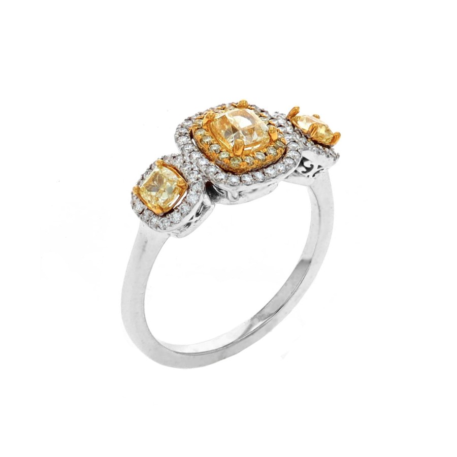 Jewelry Josephs Jewelers Home | 14K Two-Tone Cushion Diamond Ring - Josephs Jewelers Yellow