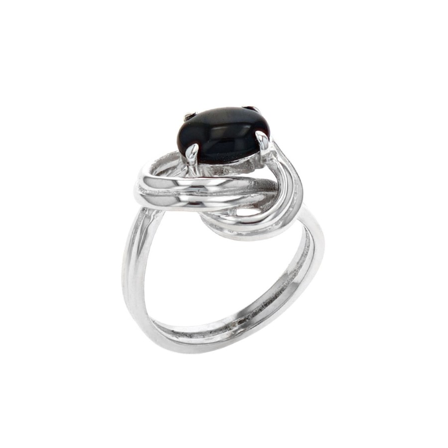 Jewelry Josephs Jewelers Home | Estate 14K White Gold Star Sapphire Knot Ring Black