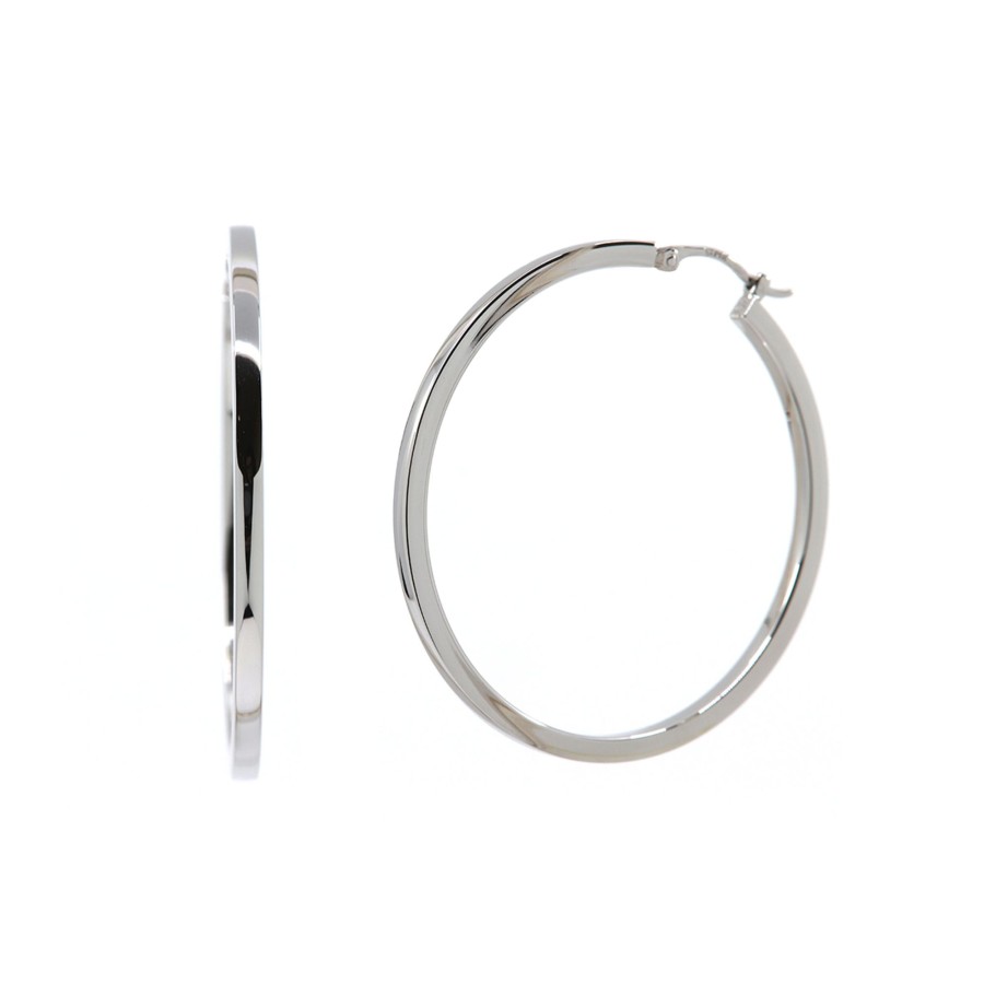 Jewelry Josephs Jewelers Home | 14K White Gold Square Tube Hoop Earrings