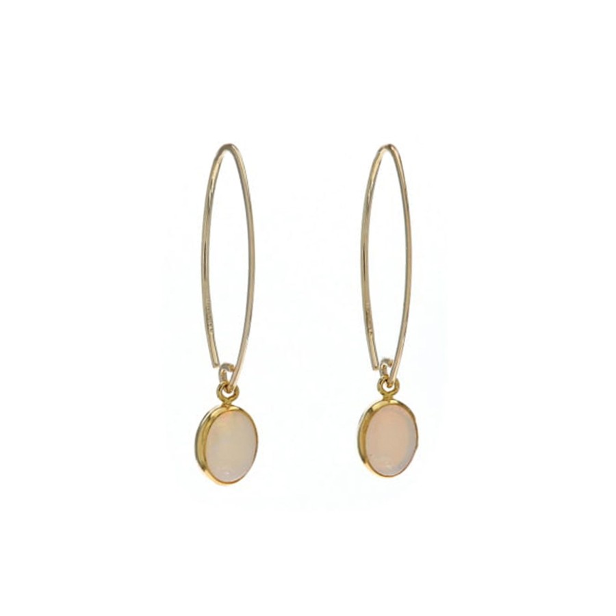 Jewelry Josephs Jewelers Home | 14K Yellow Gold Opal Sweep Earrings White