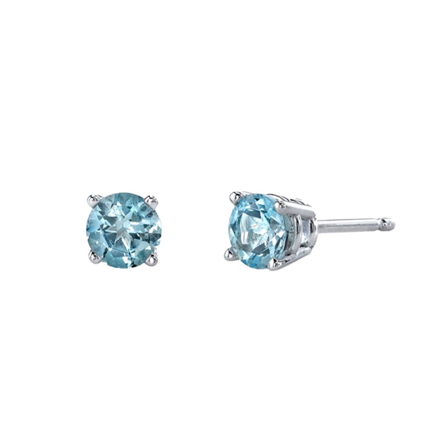 Jewelry Josephs Jewelers Home | 14K White Gold Aquamarine Stud Earrings Blue